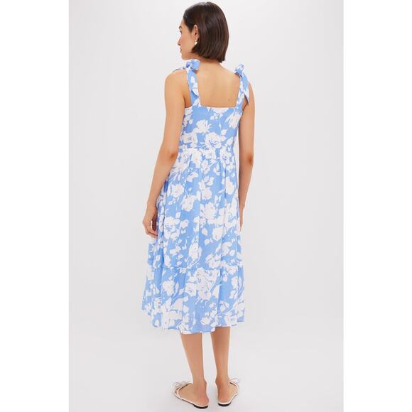 HYACINTH HOUSE Blue and White Floral Lupine Midi Dress Size XS NWT - Picture 2 of 8